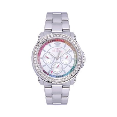 Ladies stainless steel bracelet watch with rainbow crystal dial 1901275